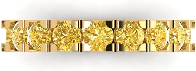 Clara Pucci 14K Yellow Gold Wedding Band for Women | Stacking Classic Comfort Fit | Engagement Bridal Jewelry | 1.53 TCW Round Cut Natural Citrine (3.5mm)