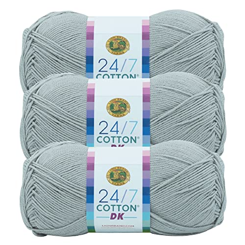 (3 Pack) Lion Brand Yarn 24/7 Cotton Dk Yarn, Silver Lining #TOP23