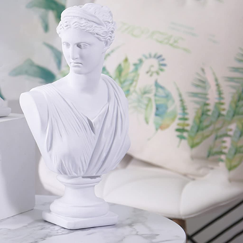Baoblaze 12 Pouces Classique Grec Diana Buste Statue Ancienne Grecque Sculpture Figurine décor Maison résine Artisanat pour Croquis Pratique, Blanc