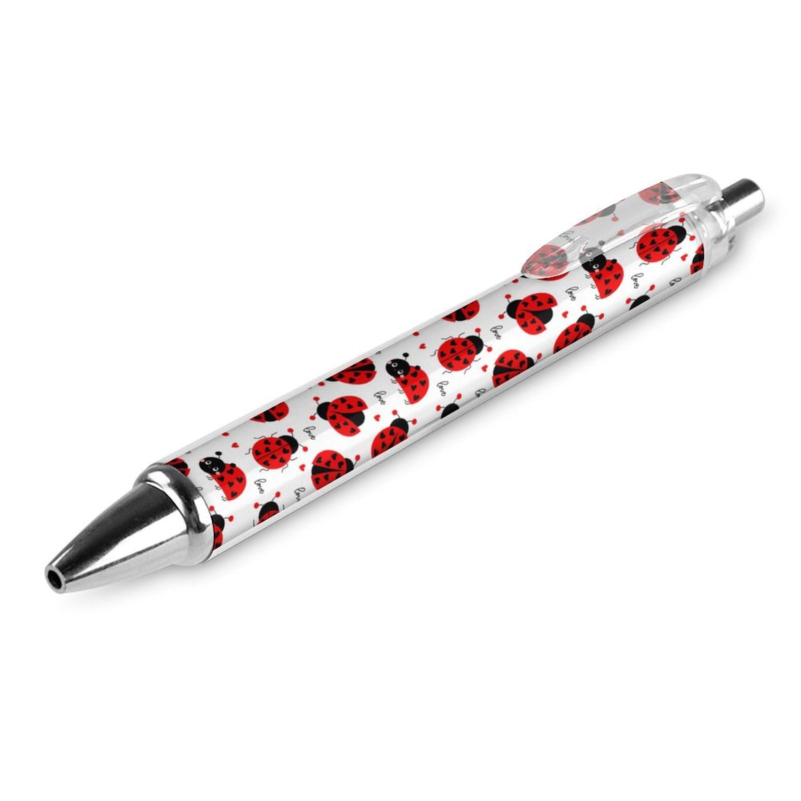 Bolígrafo retráctil con diseño de mariquitas, regalo para el trabajo, oficina, suministros de papelería, regalos