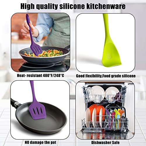 Qiyu Kitchen Silicone Utensil Set,10Pcs Silicone Cooking Utensils Set,Food Grade Safety Silicone Utensils,480℉Heat Resistant Kitchen Tools,Seamless Easy To Clean, Non Stick Utensils(Multicolor) #TOP1