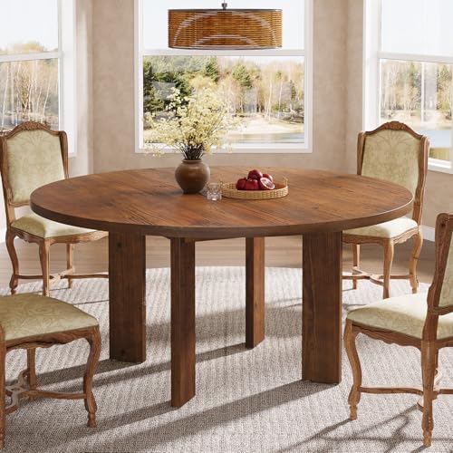 Solid Wood Round Dining Table for 4-6 People