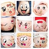 Kinteshun Photo Booth Props for Pregnant Woman,Expectant Mothers Baring Belly Bump Paster Pregnancy Facial Expressions Sticker Unborn Baby Photographying Props (Type A)