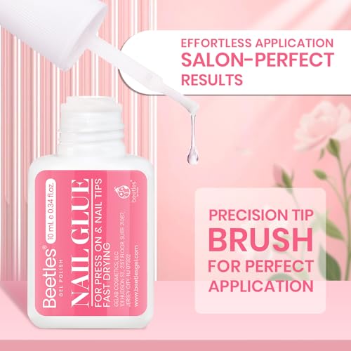 Image of Beetles 10ML Super Strong Nail Glue for Press Ons, Nail Tips, Acrylic Nails | No UV Light Needed, Nail Bond Brush in Nail Glue for Press On Nails Fake Nails Long Lasting for Beginners DIY Home