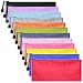 12 Pieces Zipper Waterproof File Bag Pencil Pouch Pen Bag for Cosmetic Makeup Office Supplies and Travel Accessories 12 Colors