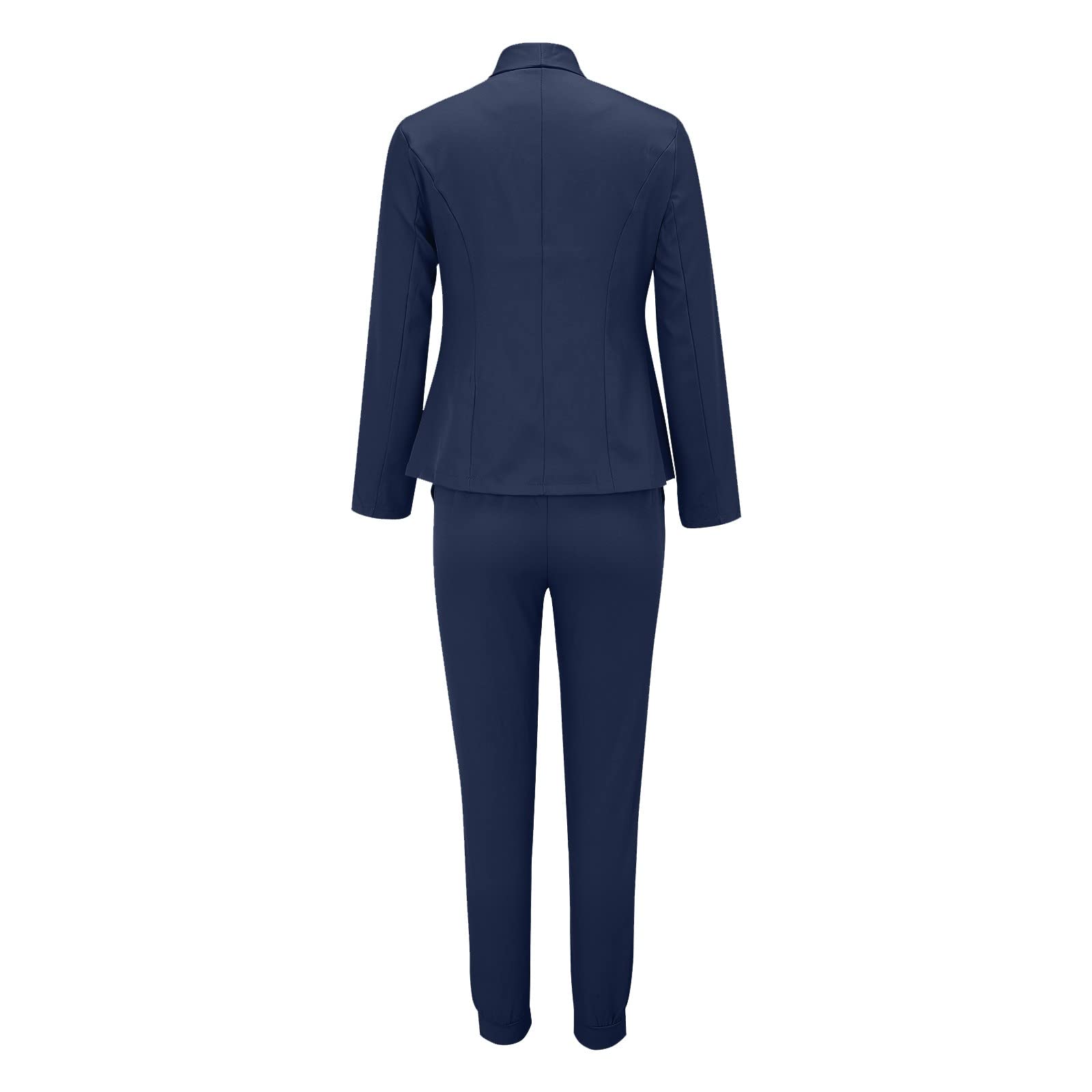 Generisch 2025 Traje de dos piezas para mujer, traje de oficina, negocios, chaqueta de manga larga, traje de pantalón, corte ajustado, traje de chaqueta para mujer, elegante, azul