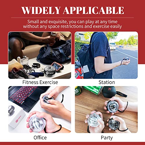 75 75PAI Exercitador de pulso com bola de giroscópio com Bluetooth e força de partida automática par