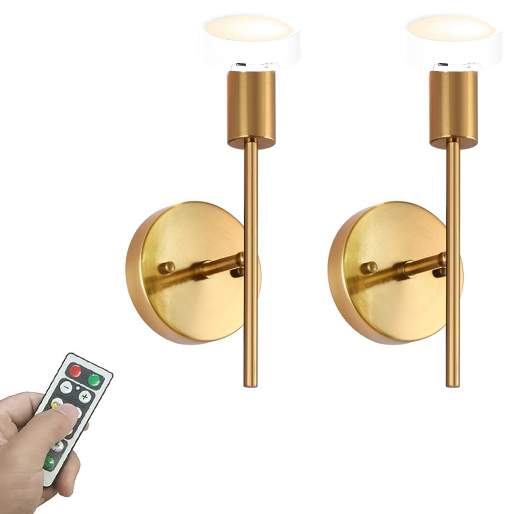 Juego de 2 Lámparas de Pared de Interior Modernas con Batería Regulables Led Recargables Estilo Industrial para Dormitorio Cabecera Y Mesita de Noche.