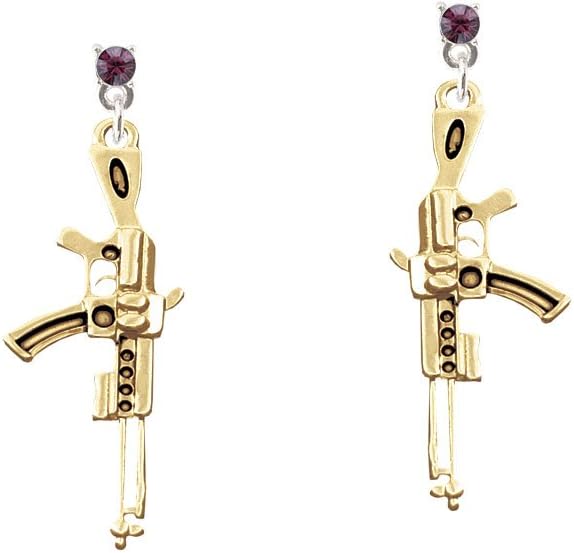 Goldtone Rifle Crystal Post Earrings