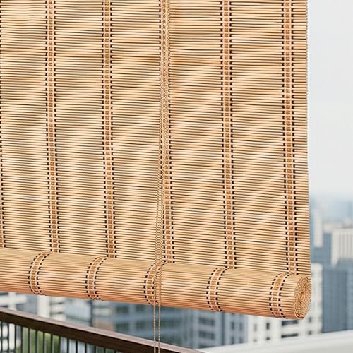 Image of Story@Home Bamboo Blinds for Balcony W 3 ft x H 5 ft (Pack of 2) Rope Mechanism Roll Up Down Bamboo Shade for Sunlight, Dust Protection Window Chick Blinds for Balcony - Beige