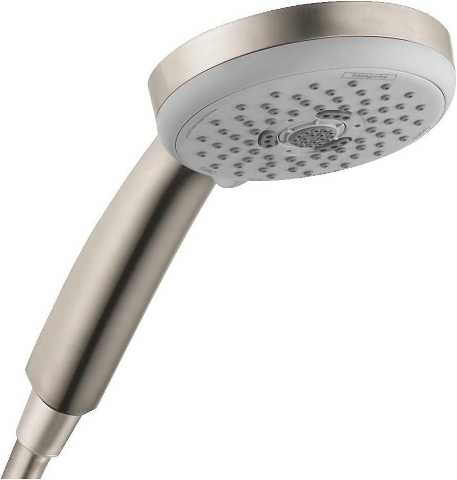 Free Shipping Over $50 hansgrohe Croma 100 Low Flow 4-inch Handheld Shower Head Modern 3-Spray Full, Pulsating Massage, Intense Turbo 04752820, Brushed Nickel