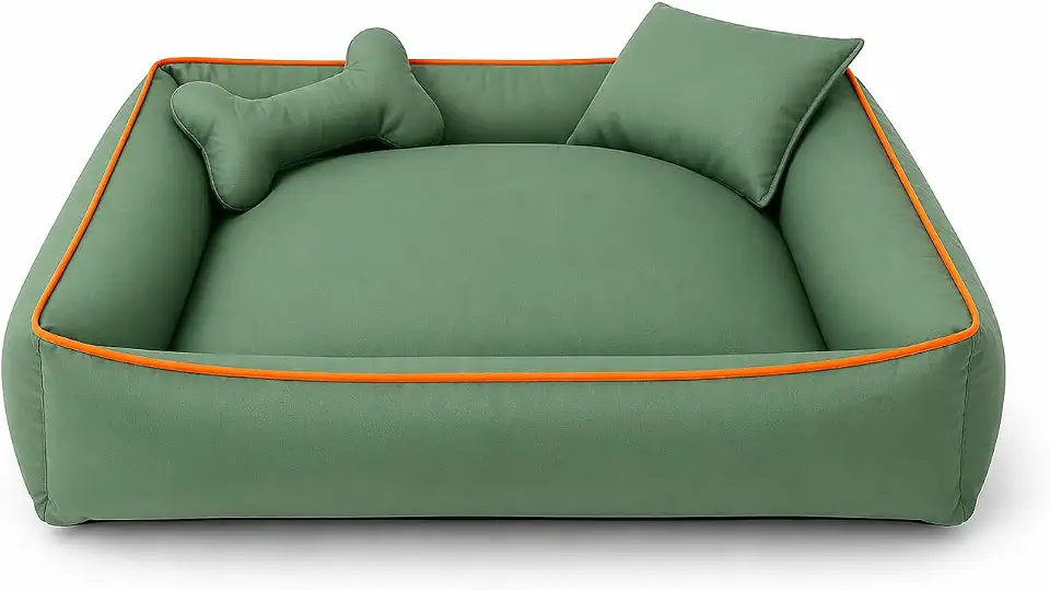 Super Cama Pet 80x80 - Lavável e com Zíper para Cães e Gatos de até 35KG(80 Aconchego Creme) (ACON 80 VERDE)