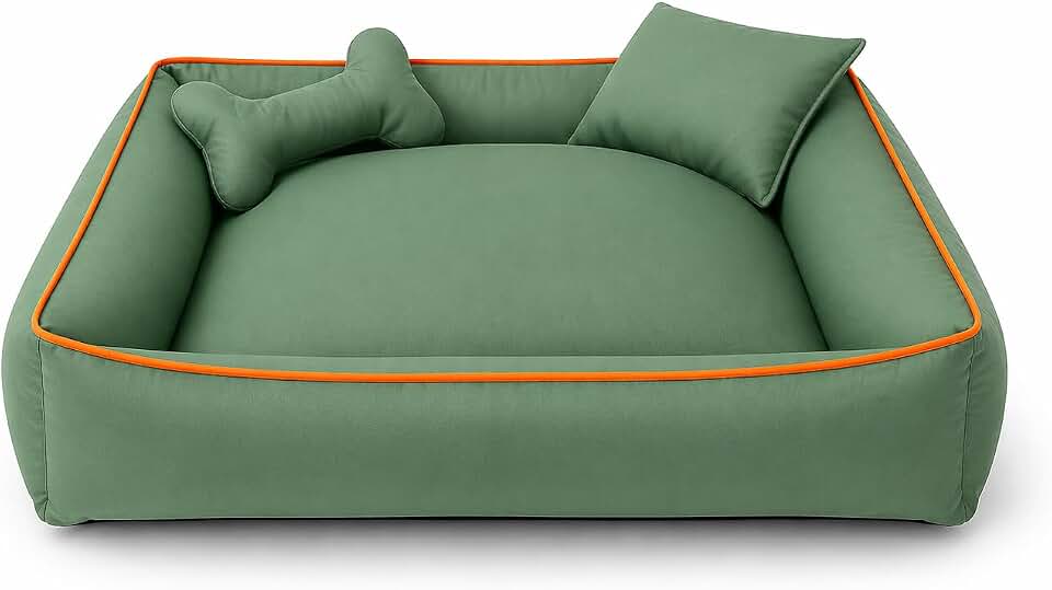 Super Cama Pet 80x80 - Lavável e com Zíper para Cães e Gatos de até 35KG(80 Aconchego Creme) (ACON 80 VERDE)