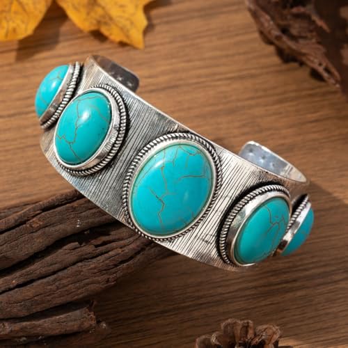 CSIYANJRY99 Western Cuff Bracelet for Women Bohemian Vintage Turquoise Cuff Bangle Bracelets Cowgirl Country Concert Rodeo Jewelry Outfits for Women4