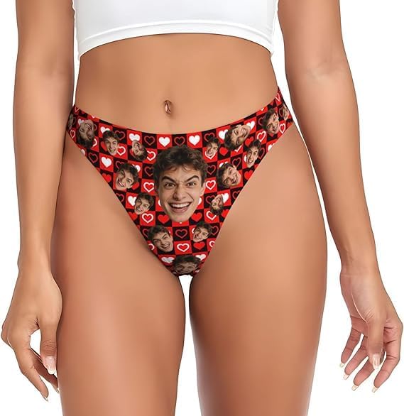 Custom Thong With Face For Women Customized Underwear Panties With Image Text Personalized Face Thongs Funny Gifts For Her