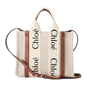 Chloe(クロエ) ショルダーバッグ WOODY LOGO スモール リボン付き コットンキャンバスバッグ 2WAYハンドバ..." 
