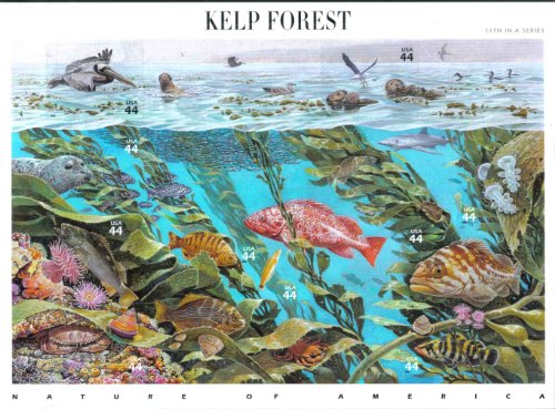 Timbres Kelp Forest USPS collection Nature of America marine