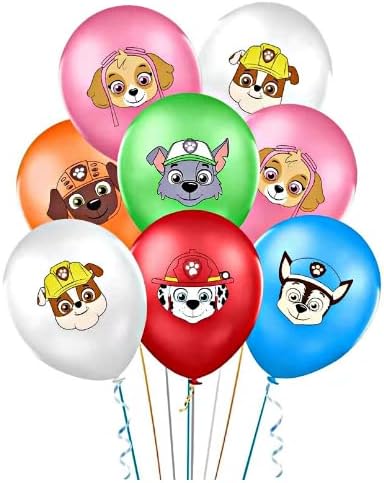 MYCX 48 Pcs Paw Dog Patrol Balloons Party Supplies 12 inch Paw Dog Patrol Latex Balloons for Kids Baby Shower Birthday Party Decorations, Orange,light Blue,white,green,pink (D441)