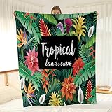 Wesan Tropical Landscape Floral Blanket Colorful Flowers Summer Gifts for Women Kids Girls Scenery G