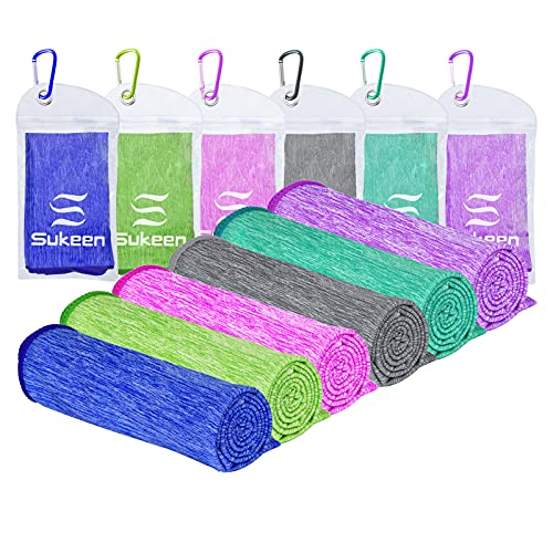 6pack Cooling Towel Sports Striped Cooling Towel (40"x12"),Ice Towel,Microfiber Towel,Soft Breathable Chilly Towel for Yoga,Gym,Running,Fitness,Workout,Summer Heat