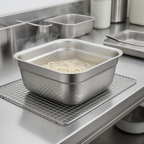 Bac Inox Perforé Carré Résistant de 38cm Lavable au Vaisselle - 3