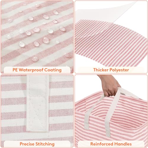 Image of Lifewit 3 Pack Laundry Basket 80L Each, Collapsible Clothes Hamper with Reinforced Handles, Freestanding Waterproof Design for Bedroom and Laundry Room, Pink 240L Total