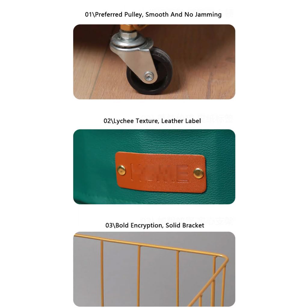 Kosz na Pranie Wasmand op wielen Goudkleurig metalen draadframe Wasmand Winkelwagen Ijzer Scandinavische vuile klerenmand Speelgoedorganizer voor kledingopslag en transport Pojemnik
