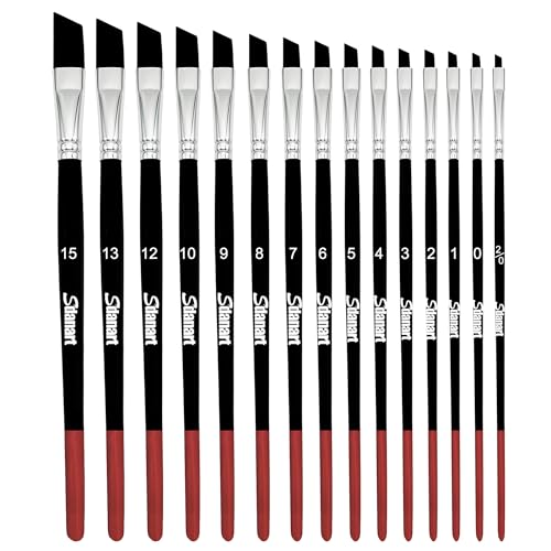 Sdanart Angular Paint Brushes,15 PCS Different Size Professional Angled Paint Brush for Acrylic Watercolor Gouache Oil Painting,Highly Absorbent Nylon Hair Angled Paintbrush for Artists and Beginners by Sdanart - Used condition - US$8.07