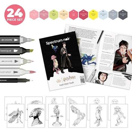 Spectrum Noir Pro Fan Art Set - 24 Piece - Magical Companions, 1 count (Pack of 1), Black, grey, Magical Companions - 24 Piece - Image 2