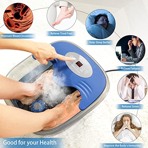 ACEVIVI Foot Spa with Heat and Massage, Pedicure Foot Spa Bath with 4 Massage Roller, Bubble, Vibration, Pumice for Relieving Sore Tired Feet (Navy Blue) - Thumbnail 6