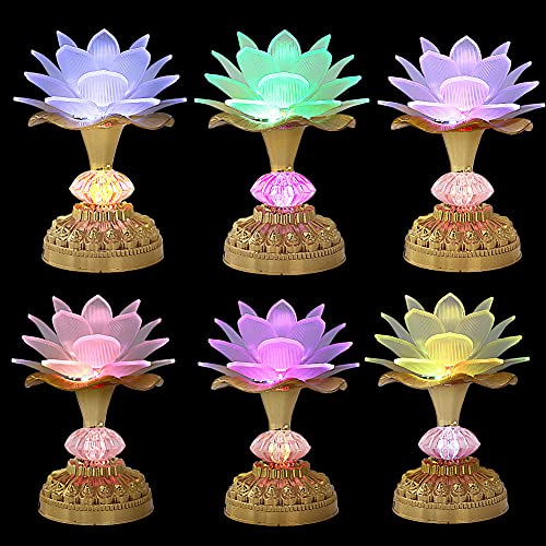 Lacgo UD0016-W2 Pack Of 2 Led Lotus Buddhist Lights Color-Changing Gradient Buddha Lotus Lamps Plug In Or Battery-Operated Buddhist Lamp Worship Prayer Faith Supply Things  thumb #3