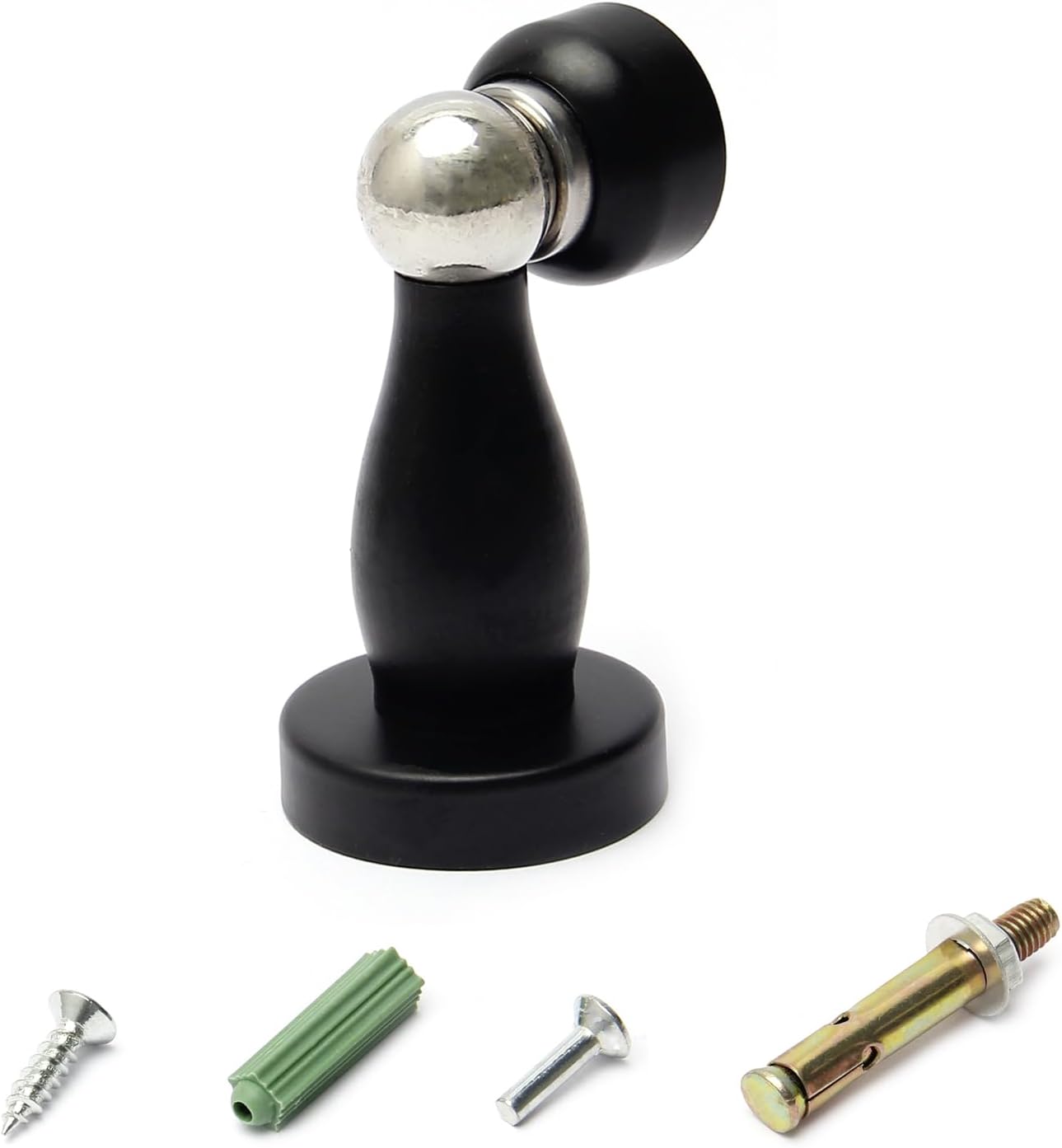 1pcs Stainless Steel Magnetic Door Stopper Catch Holder Wall Floor Screw Mounted Magnetic Door Stops, Black Holder Doorstop