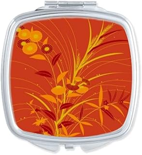 Painting Japanese Culture Gold Mirror Portable Compact Pocket Makeup Double Sided Glass