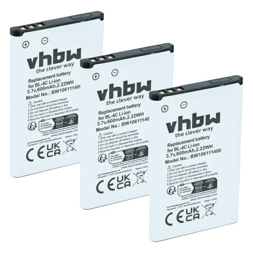 vhbw 3X Akku kompatibel mit Olympia LN-4C, KALB2-MXDB01351, KALB2, KAC5-HELBE0003594 Handy Smartphone Telefon (600 mAh, 3,7 V, Li-Ion)