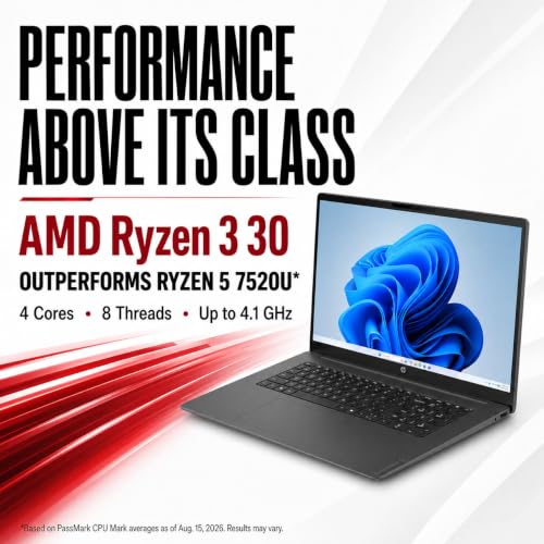 Image of HP OmniBook 3 17.3 inch Laptop, AMD Ryzen 3 30, 8GB LPDDR5 RAM, 1TB PCIe NVMe SSD, FHD IPS Display, AMD Radeon 610M Graphics, Backlit Keyboard, Windows 11 Home, Mica Silver