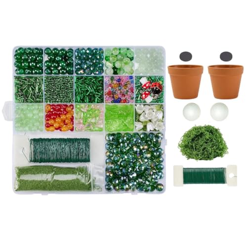 Planta con abalorios y cuentas de hojas verdes para manualidades de 2800 piezas