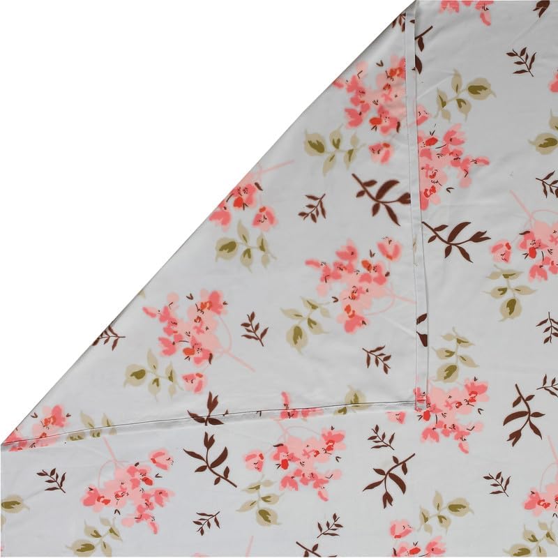 BSB HOME 220 Tc Premium Cotton All Round Elastic Fitted Bedsheets for Double Bed with 2 King Size Pillow Covers 220Tc Supersoft | Wrinkel Free Bed Cover Size - 72 X 78 +10 inches | Pink Flower & Aqua