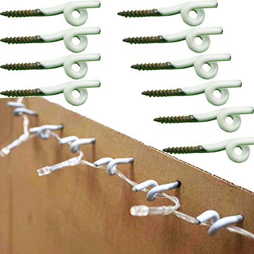Pmsanzay - Pack of 10, Metal Screws Hangers Hooks Clips for Easy Release Outdoor Wire & Fairy Lights Christmas Light House Garage New Year Party Led Icicle Fairy Lights?No Light Included