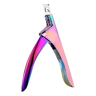 Nail Tip Clipper Edge Cutter Adjustable Stainless Steel False Artificial Acrylic Fake Trimmer Manicure Pedicure Sharp Rustproof Blade Clip Tool (Rainbow)