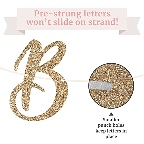 Pre-Strung Bride to Be Banner - NO DIY - Gold Glitter Bachelorette Bridal Party Banner in Script - Pre-Strung Garland on 6 ft Strand - Gold Bridal Party Decorations & Decor. Did we Mention no DIY? - Thumbnail 5