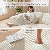 LINSY HOME Ecksofa mit Schlaffunktion - 270cm Corduroy Modulares Schlafsofa, L Form Couch, Sofa 3 Sitzer mit Ottomane, Sektionssofas für Wohnzimmer, Keine Montage erforderlich, Beige