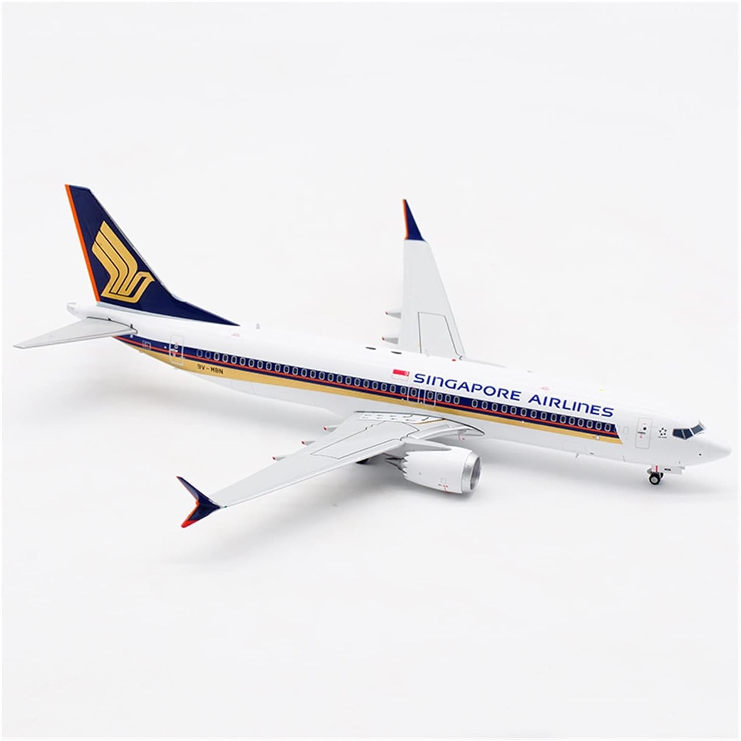 1 200 Fit for B737-8MAX 9V-MBN Aircraft Model Plug-in Commemorative Collection with Plastic Bracket Hobby Playgame Kit