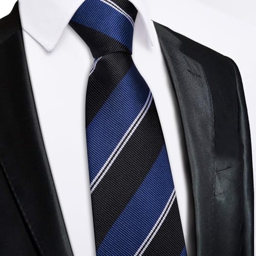 Image of Hi-Tie Zipper Ties for Men Pre-tied Tie Set Lapel Pin Pocket Square and Cufflinks Formal Business Wedding Adjustable Necktie