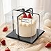 Cididu 6 Pack Large Clear Cake Box with Ribbon, Tall Cake Box Carrier 12x12x10 Inch, Tiered Transparent Cake Packaging Boxes with Lid and Board, PET Clear Gift Containers for Birthday Wedding Party