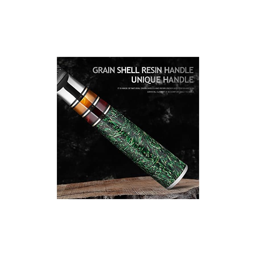 Knife-Set-8-PCS-67-Layer-Damascus-Steel-Professional-Kitchen-Knives-Sets-Multifunctional-Utility-Chef-Knife-Green-Grain-Shell-Resin-Handle-Kitchen-Knife-Set-BY-ZZYY-Color-8PCS Knife Set, 8 PCS 67 Layer Damascus Steel Professional Kitchen Knives Sets Multifunctional Utility Chef Knife Green Grain Shell Resin Handle Kitchen Knife Set BY ZZYY (Color : 8PCS)