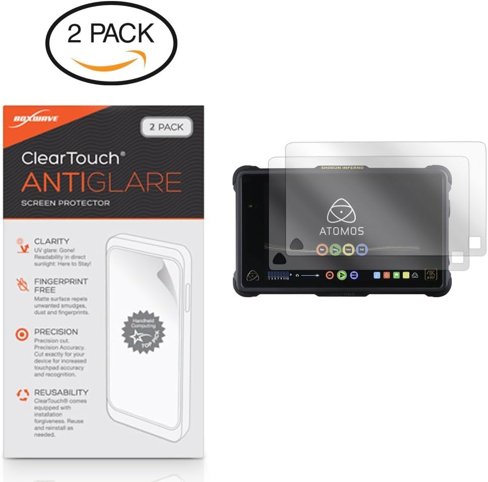BoxWave Screen Protector Compatible with Atomos Shogun Inferno - ClearTouch Anti-Glare (2-Pack), Anti-Fingerprint Matte Film Skin