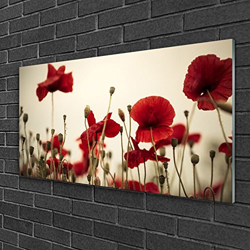Impression sur verre trempé de qualité supérieure 100x50cm coquelicots