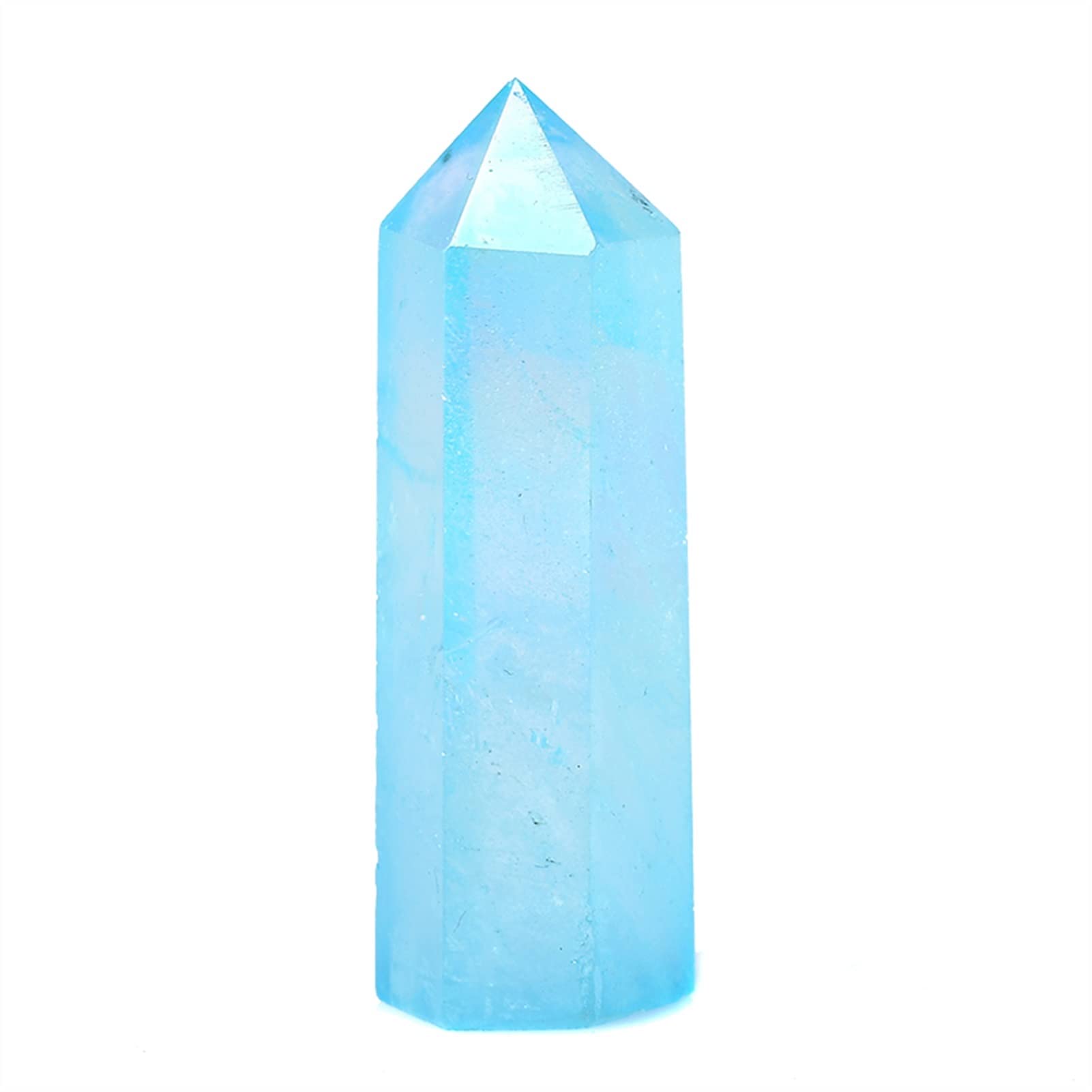 Natural Blue Aura Clear Quartz Crystal Point Galvanotecnica Bacchetta Pietra Quartz Decorazione della casa Tower Regali Crystal Specimen (Color : Blue Aura Quartz, Size : 61-70mm)