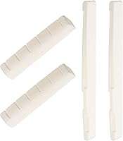 Vista 2 de Pasadores de puente de guitarra acústica, clavijas de cuerda y tuerca de guitarra de hueso preranurada de 6 cuerdas compatibles con guitarra