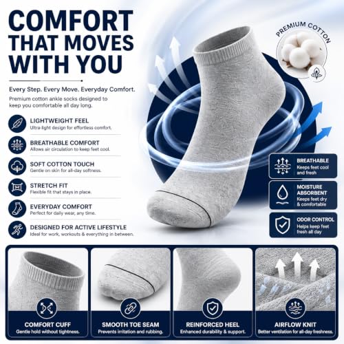 Image of MCAVOY ROME Ankle Length Cotton Socks Men & Women for Sports Unisex Multicolor Socks Ideal for Gym, Casual Wear & Running Odor Free,